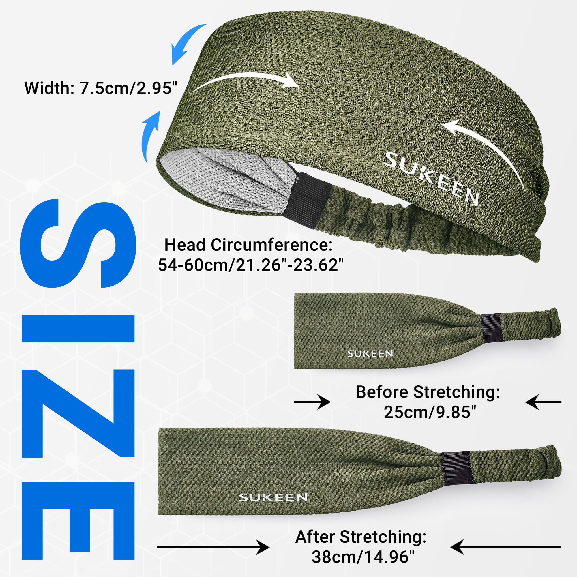 Premium Sukeen Workout Headbands for Women - Moisture Wicking, Non-Slip Cooling Sweatbands for Running, Yoga, Gym & Sports - Stay Cool During Intense Workouts