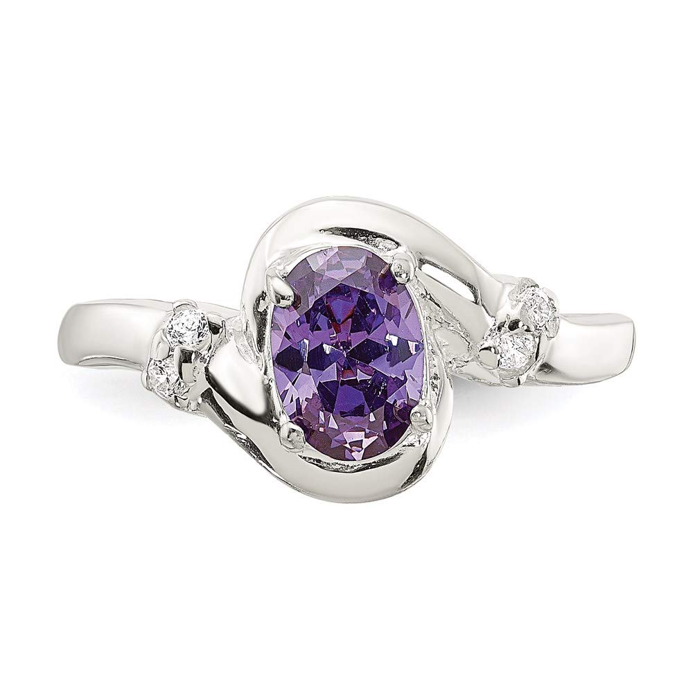 925 Sterling Silver Purple Oval Cubic Zirconia Ring for Women - Elegant Fine Jewelry Gift for Her, Perfect for Anniversaries, Birthdays & Special Occasions