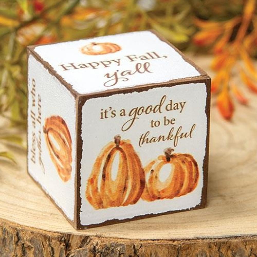 Count Your Blessings Pumpkin Six Sided Block - Thanksgiving Decor, Fall Home Decor, Table Centerpiece, Seasonal Display, Holiday Gift Idea