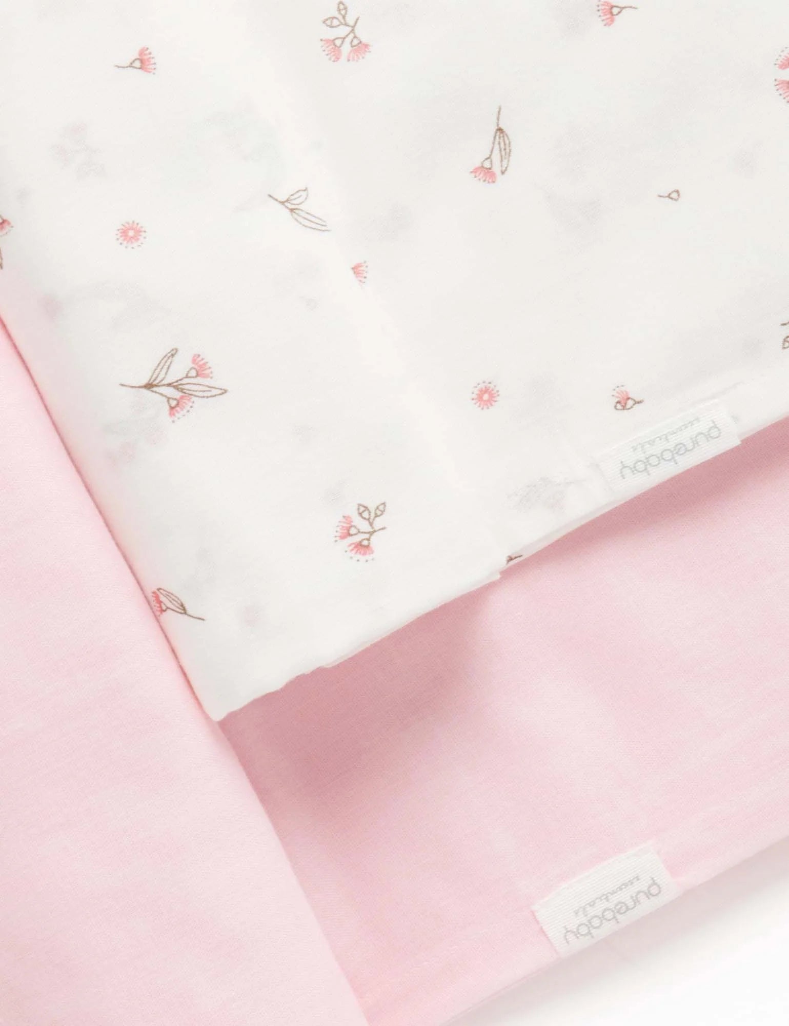 Purebaby Organic Muslin Swaddle Blankets 2-Pack - Soft Baby Wrap for Newborns, Breathable & Hypoallergenic - Pink Blossom Design - Perfect for Swaddling, Nursing Cover & Stroller Blanket