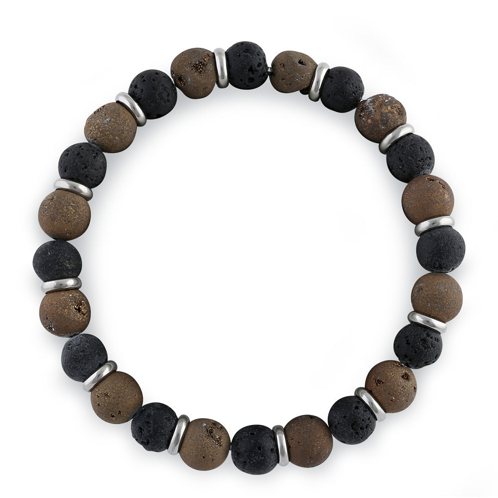 Stainless Steel Black & Brown Druzy Bead Bracelet for Women | Trendy Adjustable Crystal Jewelry Gift for Birthday, Anniversary & Everyday Wear
