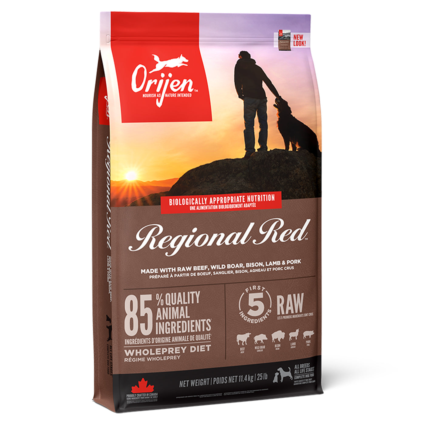 ORIJEN Regional Red High-Protein Dry Dog Food 11.4kg (25.1lb) - Grain-Free Natural Recipe for Adult Dogs - Perfect for Active Pets & Outdoor Adventures