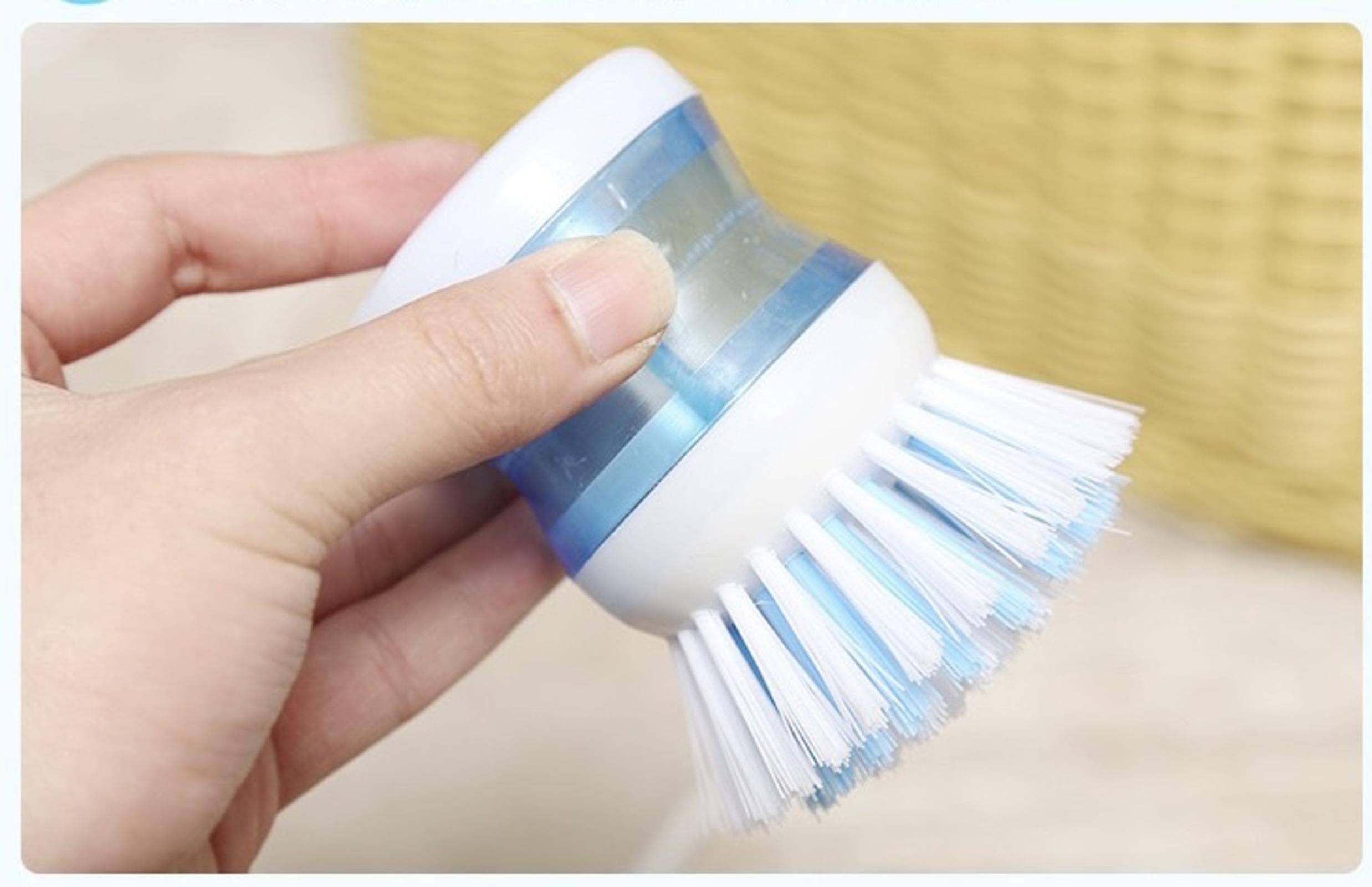 Multi-Functional Push-Type Cleaning Brush with Soap Dispenser - Kitchen Sink Scrub Brush, Palm Brush for Dishwashing & Counter Cleaning - Perfect for Home, Restaurant & Commercial Use