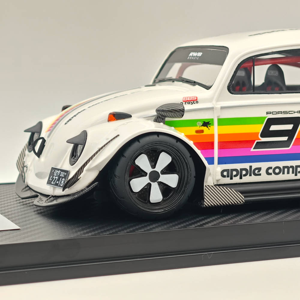 RAM Collectibles 1/18 Scale RWB Volkswagen VW Beetle Apple Wide Body #9 White RM0028 Resin Model Car - Limited Edition Collectible for Car Enthusiasts & Display Showcase