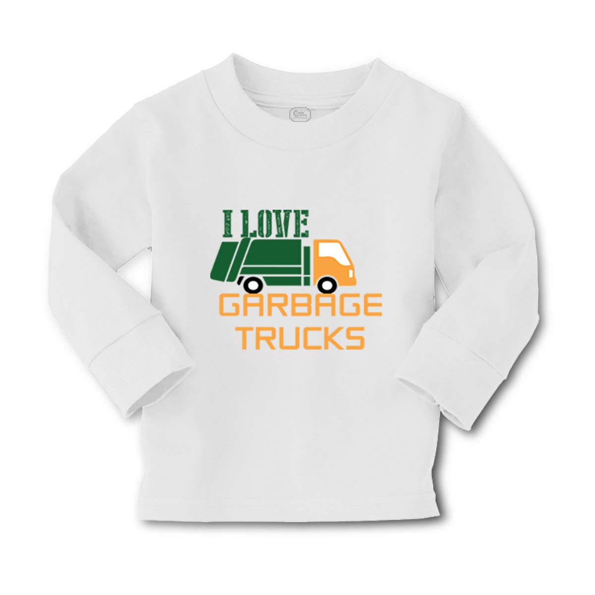 Kids Long Sleeve Cotton T-Shirt with 'I Love Garbage Trucks' Print - Comfortable Boys & Girls Casual Top for School, Playdates & Outdoor Activities