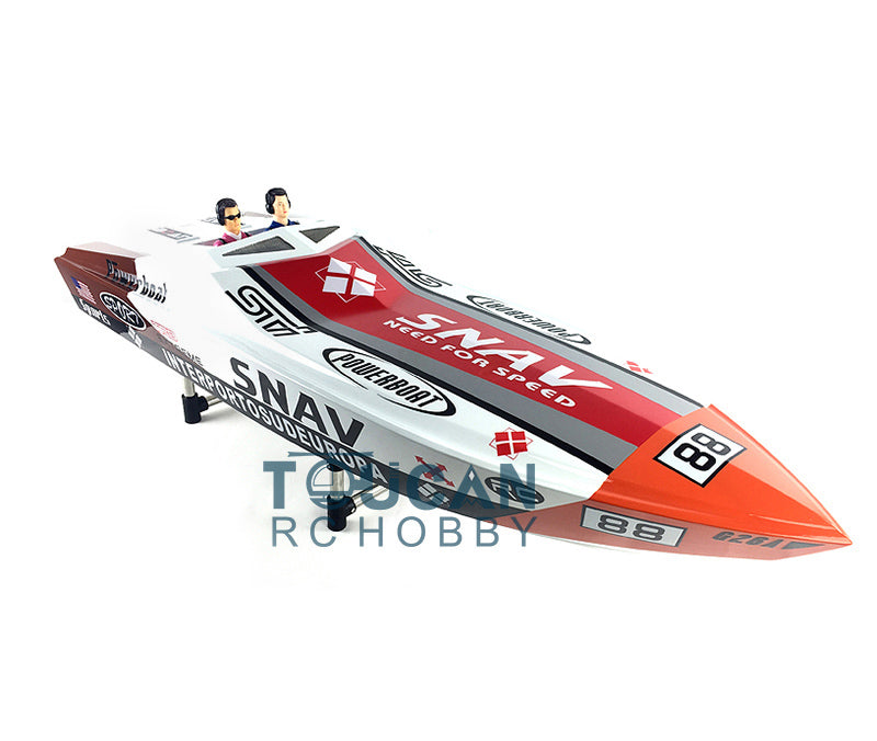 26CC Gas Powered RC Racing Boat Kit - DIY Challenger Red Prepainted Hull for Advanced Users (1170x340x240mm) | High-Speed Remote Control Boat for Lakes, Ponds & Competitive Racing