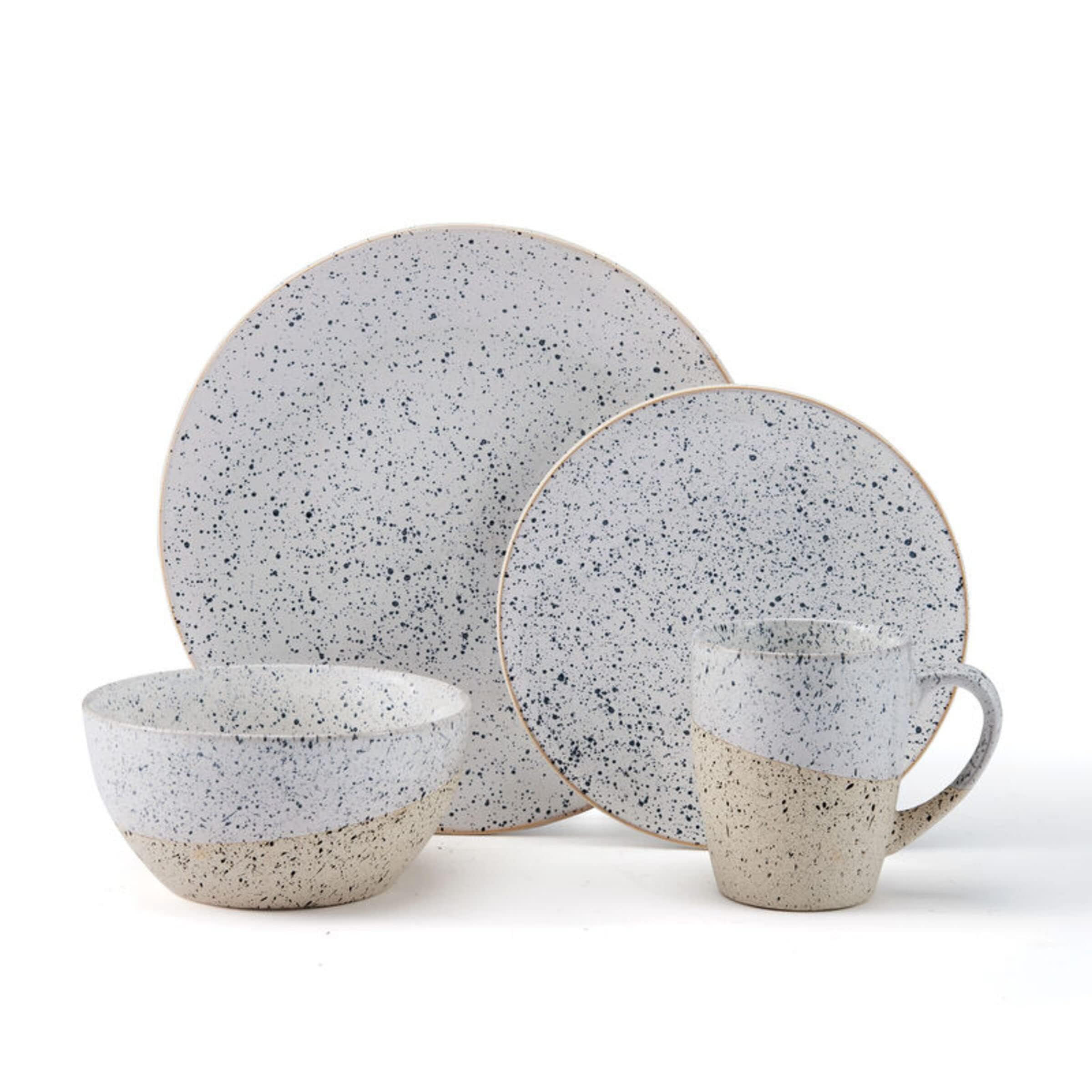 Pfaltzgraff Bexley Speckled 16-Piece Dinnerware Set for 4 - Colorful Stoneware Plates, Bowls & Mugs - Perfect for Family Dinners, Entertaining & Everyday Use