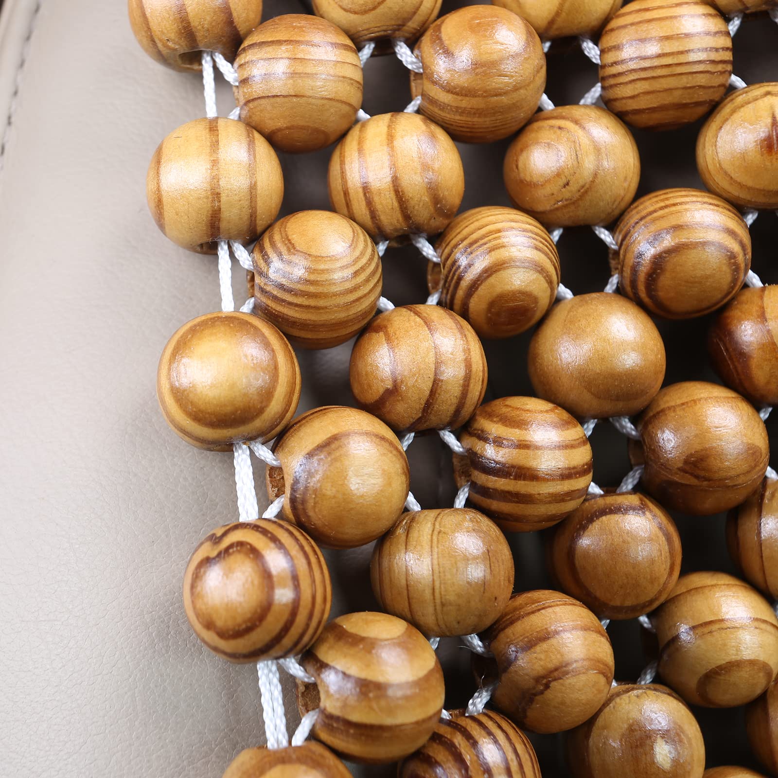 Natural Olive Wood Beaded Car Seat Cover - 18mm Large Beads, Universal Fit for Cars & Trucks, Durable & Breathable for Year-Round Comfort | Perfect for Commuting, Road Trips & Hot Weather Driving (Olive Green)