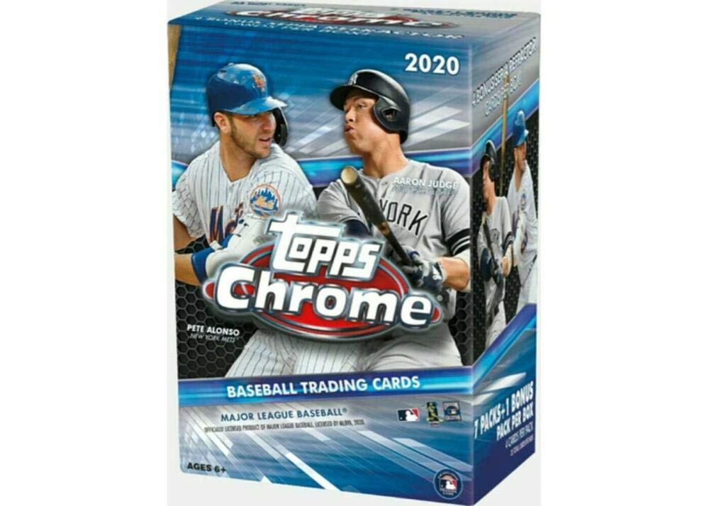 2020 Topps Chrome Baseball Blaster Box - Factory Sealed with 7 Packs (4 Cards Each) + Bonus 4-Card Sepia Refractor Pack (32 Cards Total) | Collectible Trading Cards for Sports Fans & Gift for Baseball Enthusiasts