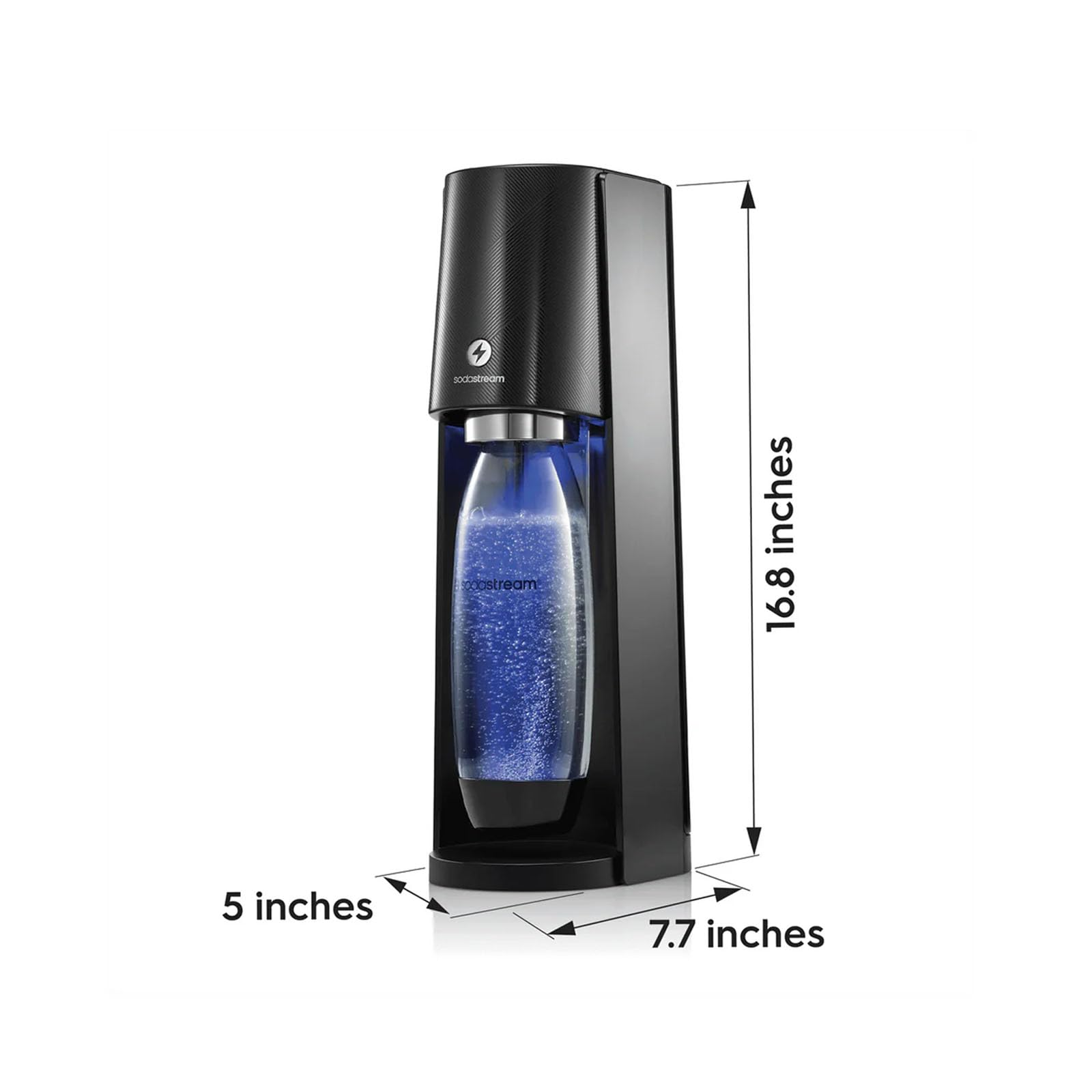 SodaStream E-TERRA Sparkling Water Maker Machine (Black) - Includes CO2 Cylinder & Carbonating Bottle for Homemade Sparkling Water - Perfect for Kitchen, Office & Home Bar Use