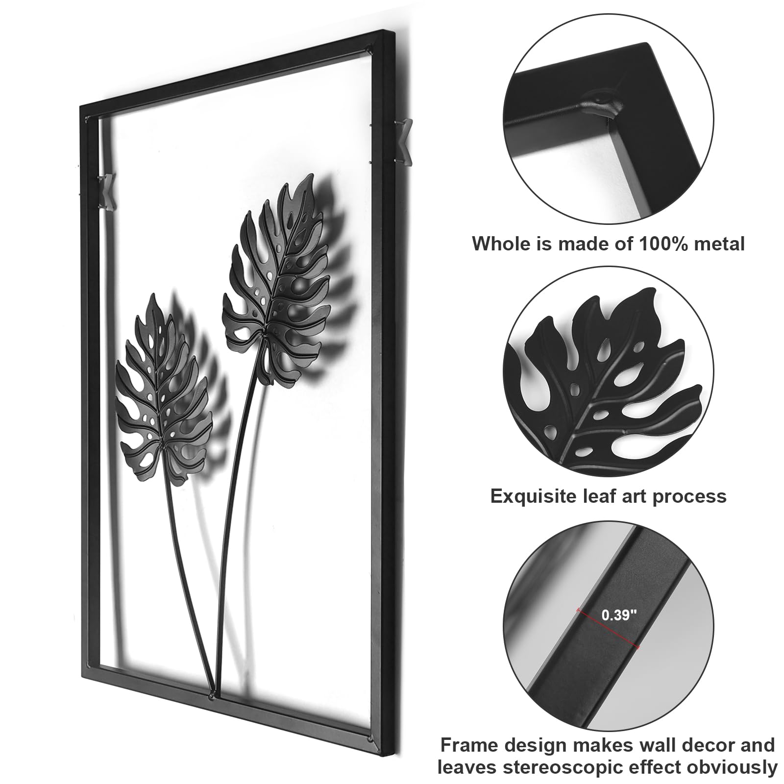 Phirown Metal Wall Art Set of 3 - Black Modern Farmhouse Wall Decor with LED Light Strips - Vertical Rustic Home Decor for Living Room, Bedroom & Office - Perfect for Accent Walls and Cozy Spaces