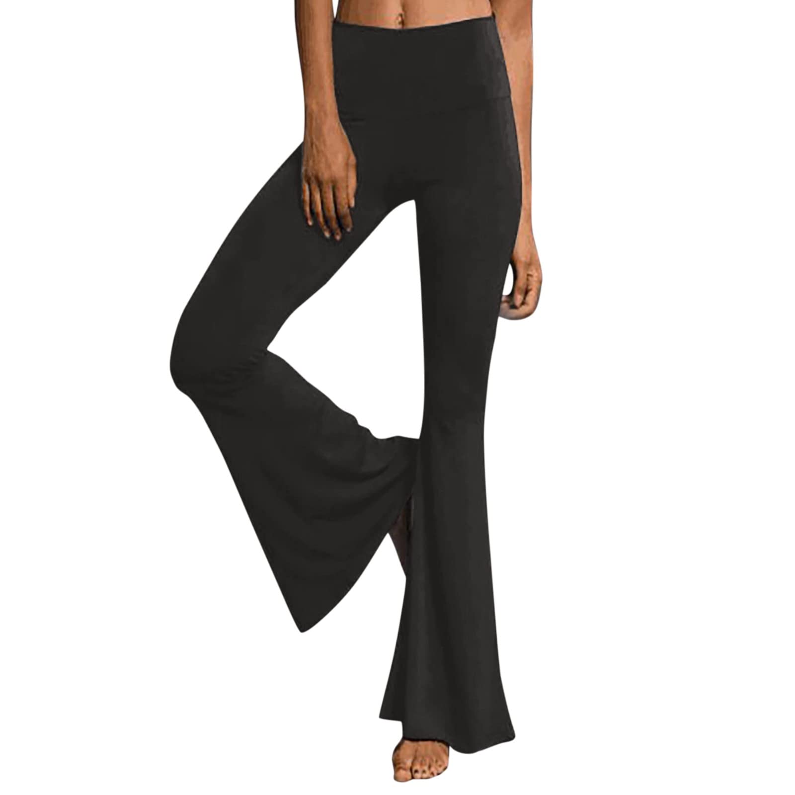 High Waist Flare Yoga Pants for Women - Palazzo Leg Wide Bell Bottom Trousers - Size 10 - Perfect for Yoga, Dance, Workout & Casual Wear