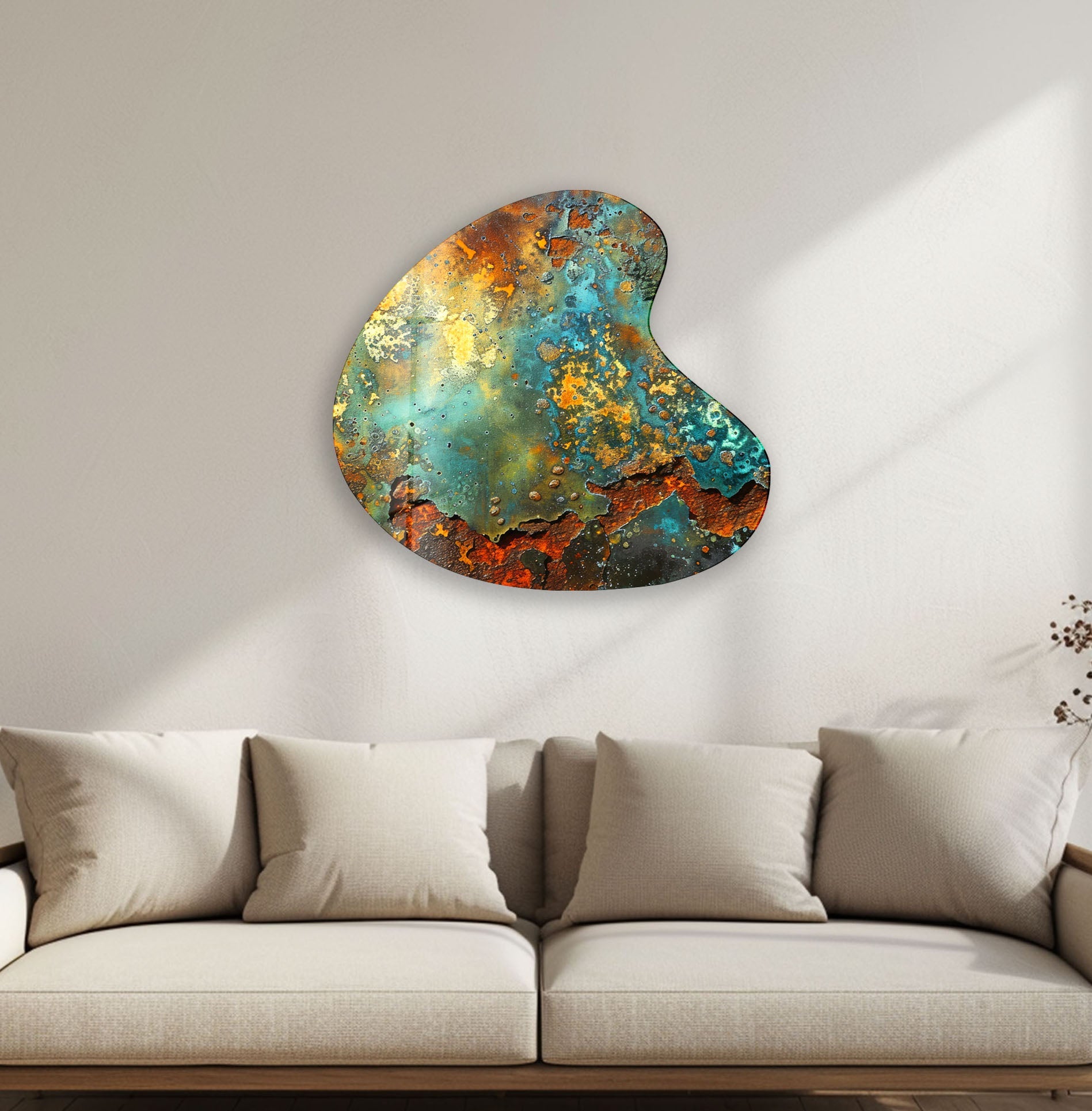 Abstract Green Irregular Glass Wall Art - Modern Handmade Home Decor for Living Room, Bedroom & Office - Unique Contemporary Art Piece for Interior Design