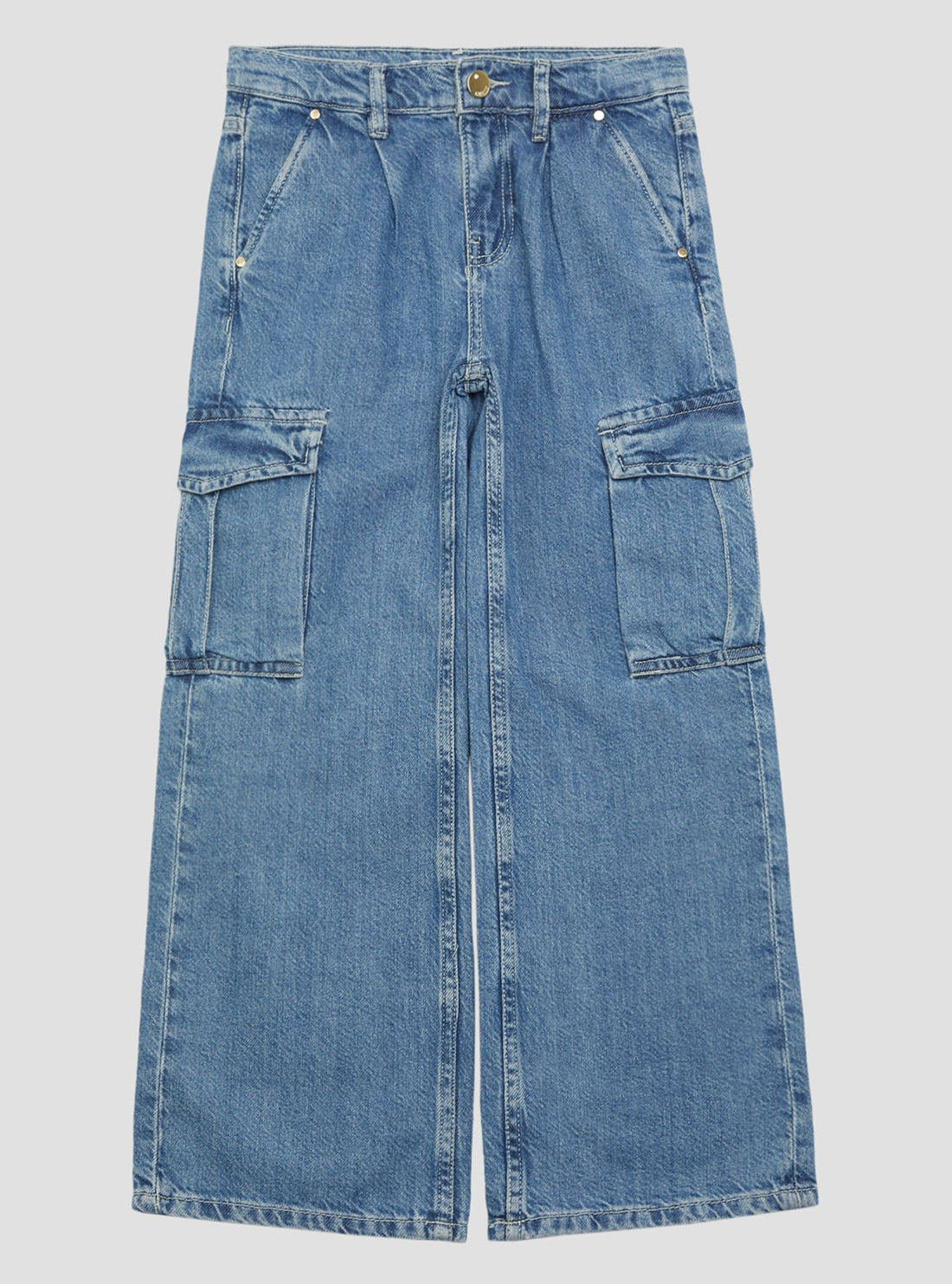 Blue Denim Cargo Pants for Men - Stretch Comfort Fit (Sizes 7-16) - Perfect for Outdoor Adventures & Casual Wear