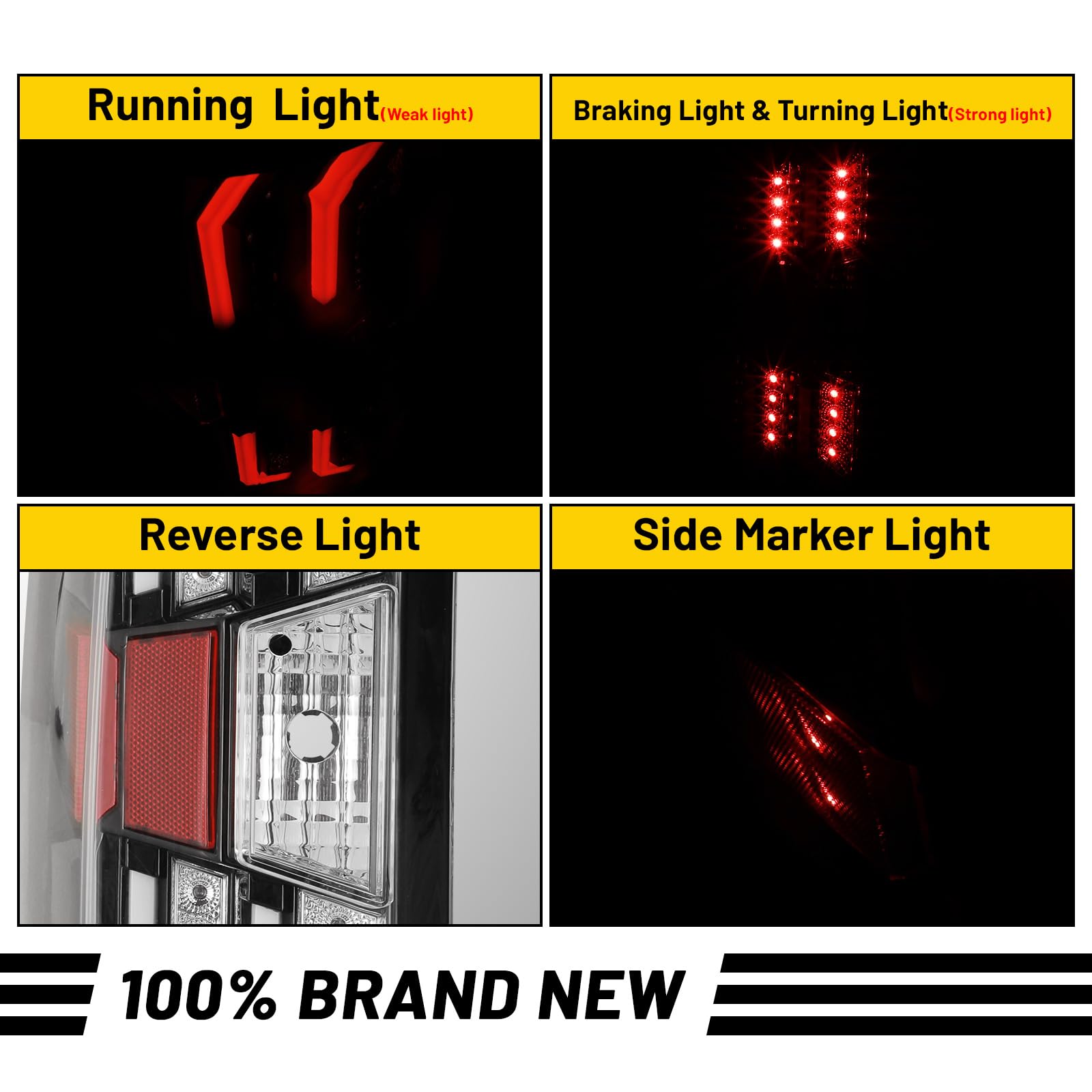2014-2018 Chevy Silverado LED Tail Lights Replacement - Clear Lens Compatible with Pickup 1500/2500HD/3500HD | Durable & Bright Brake Lights for Night Driving & Enhanced Safety