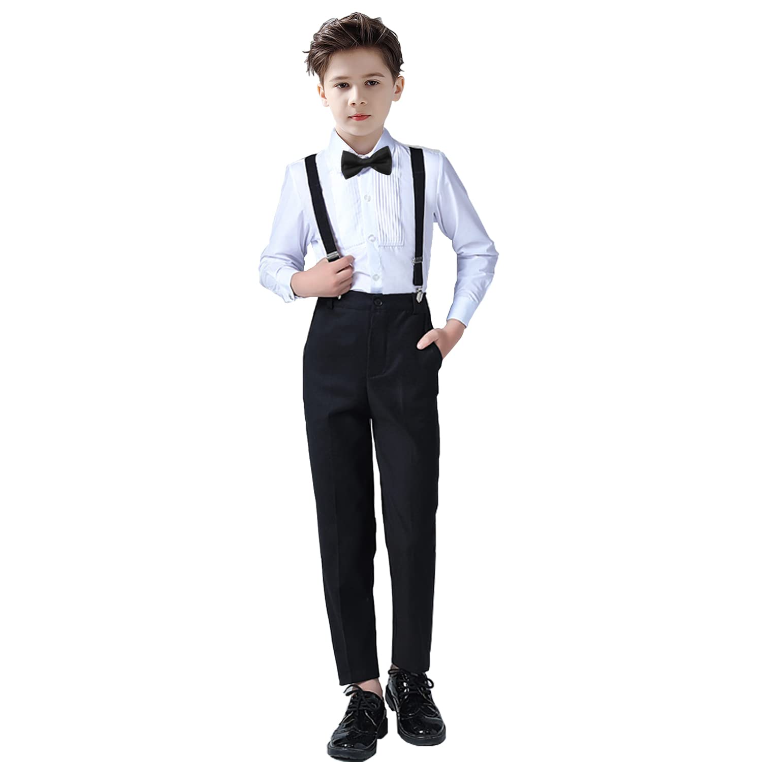 Boys Tuxedo Suit Set - 4Pcs Wedding Outfit for Toddlers & Kids - Party & Formal Events