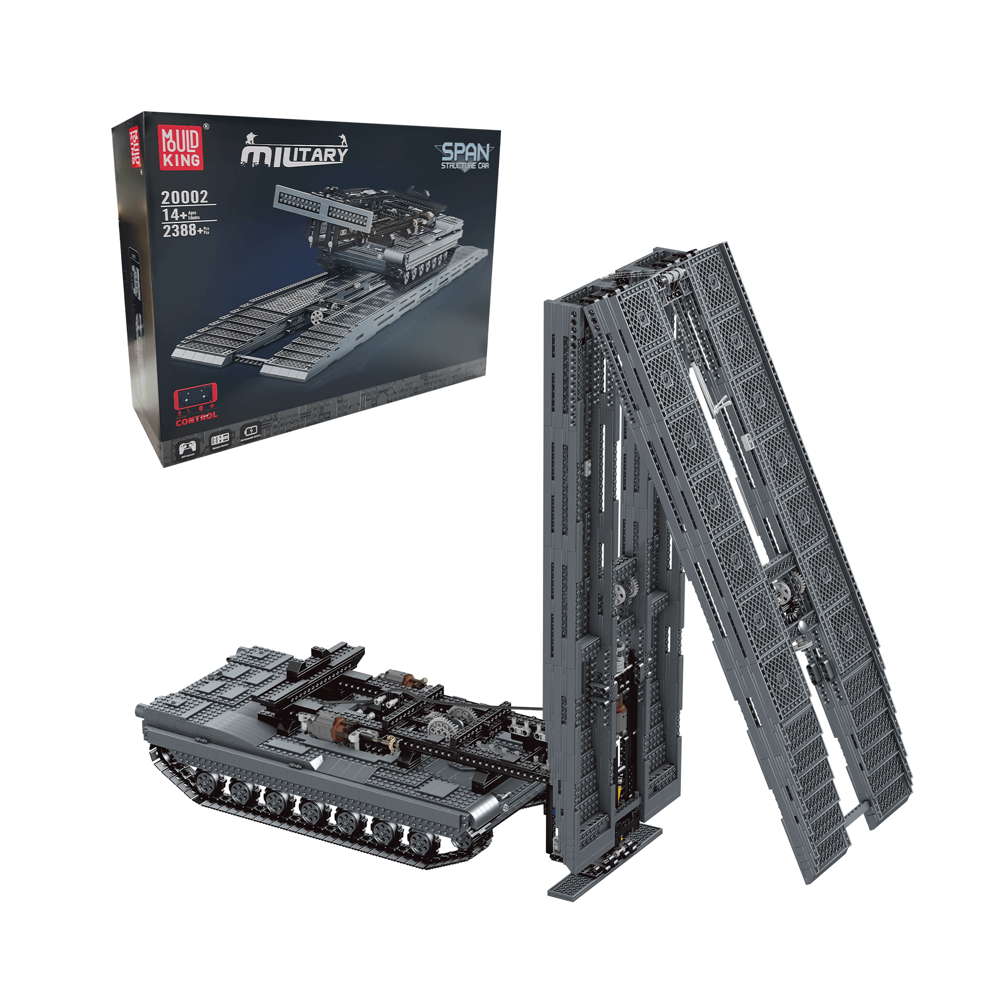 MOULD KING 20002 Assault Bridge Layer Remote Control Building Blocks Set - 2,388 Pieces Military Engineering Toy for Adults & Kids | STEM Educational Construction Kit for Battle Scenes & War Games