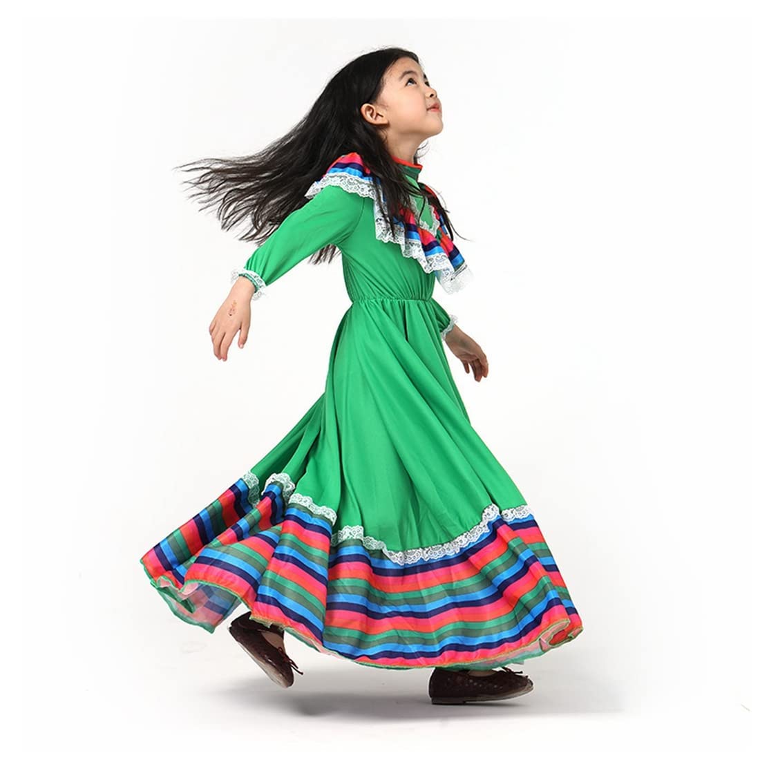 Mexican Traditional Dress for Girls - National Style Princess Costume for Halloween, Carnival, Birthday Parties & Cultural Events | Authentic Mexican Fiesta Outfit
