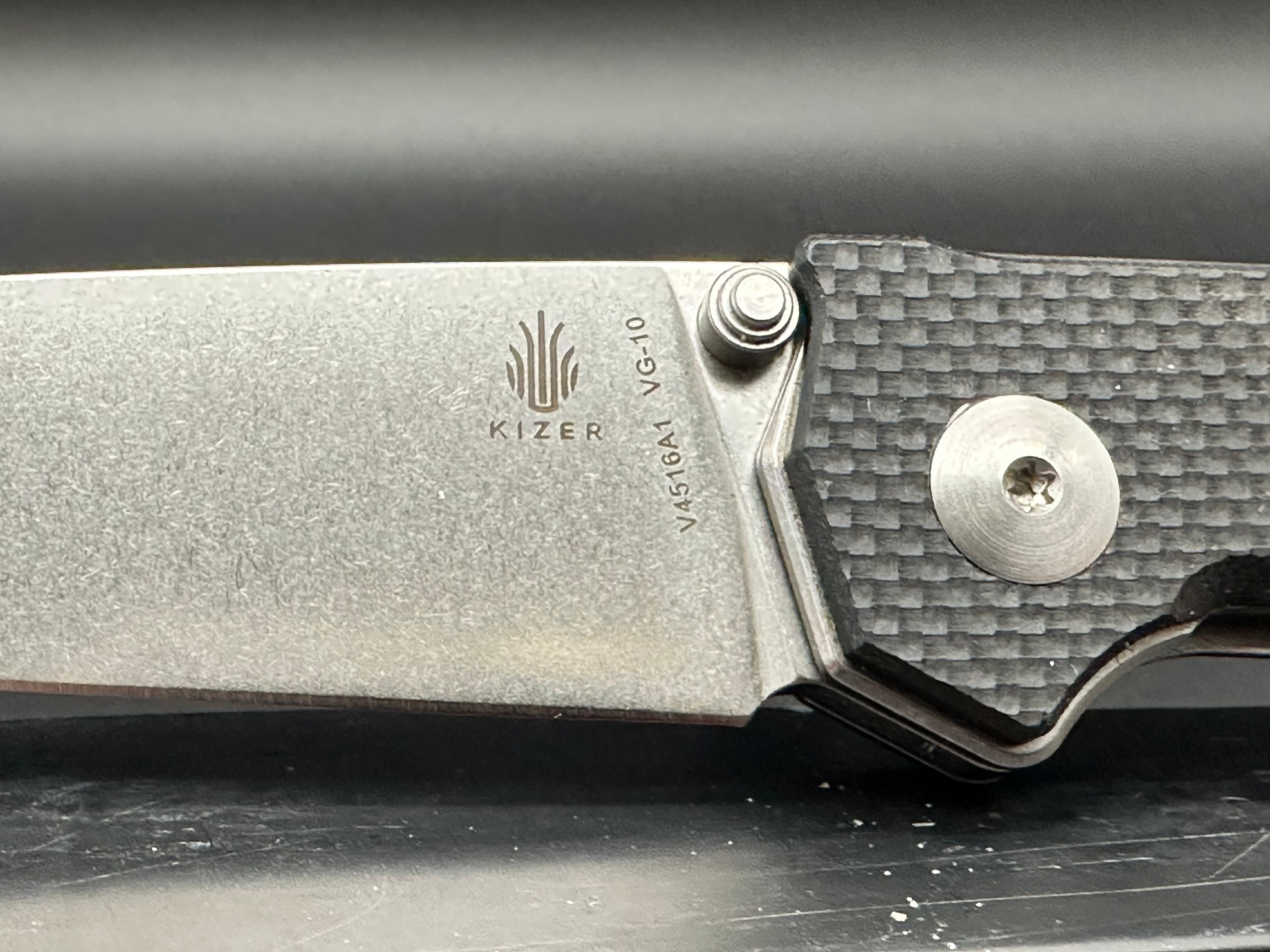 Kizer Domin Ki4516A1 Folding Pocket Knife - VG-10 Stainless Steel Blade, Stonewash Finish, G10 Handle - EDC, Camping, Outdoor Survival Gear