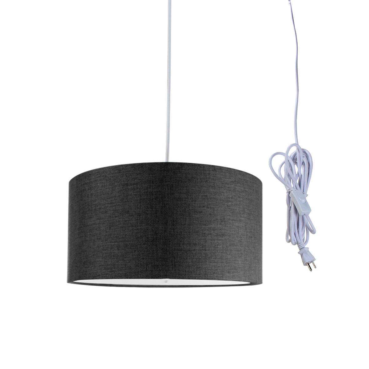 14W 2-Light Plug-In Pendant Light with White Cord & Diffuser in Granite Gray - Perfect for Kitchen Island, Dining Room, or Bedroom Lighting