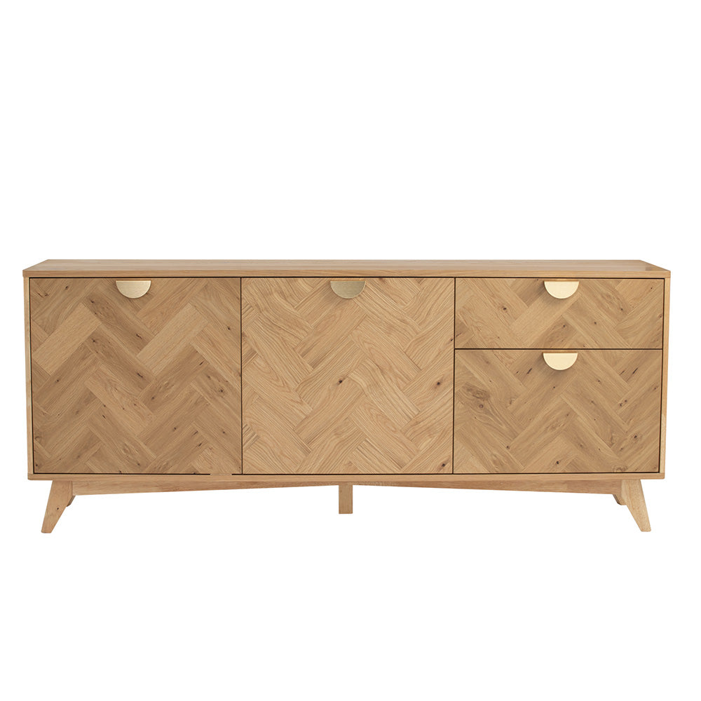 180cm Oak LOFTUS Sideboard Buffet Cabinet - Modern Dining Room Storage for Dishes, Linens & Entertaining Essentials