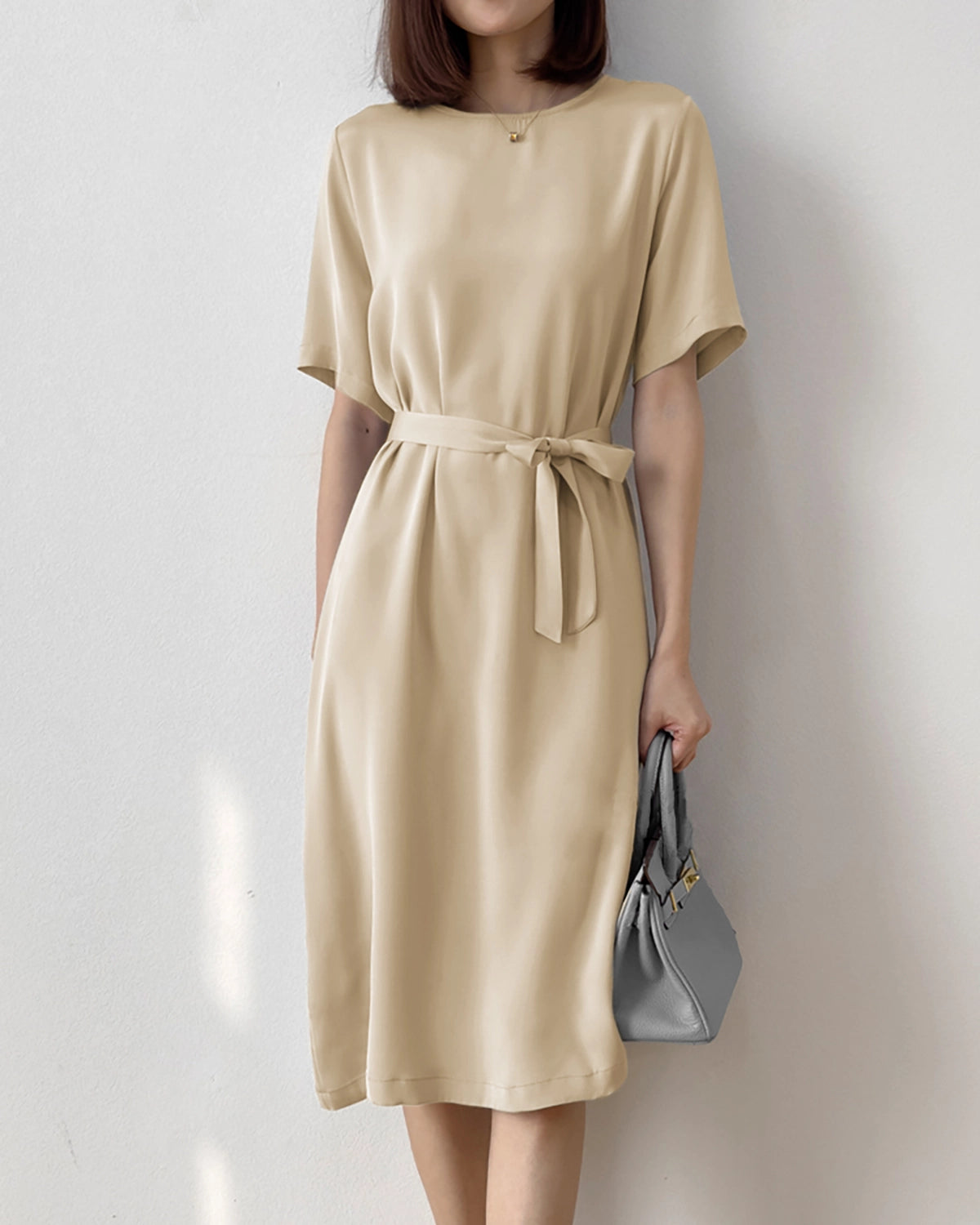 Loose Fit Belted Silk Dress 32 Momme - Elegant Women's Silk Wrap Dress for Casual & Formal Occasions