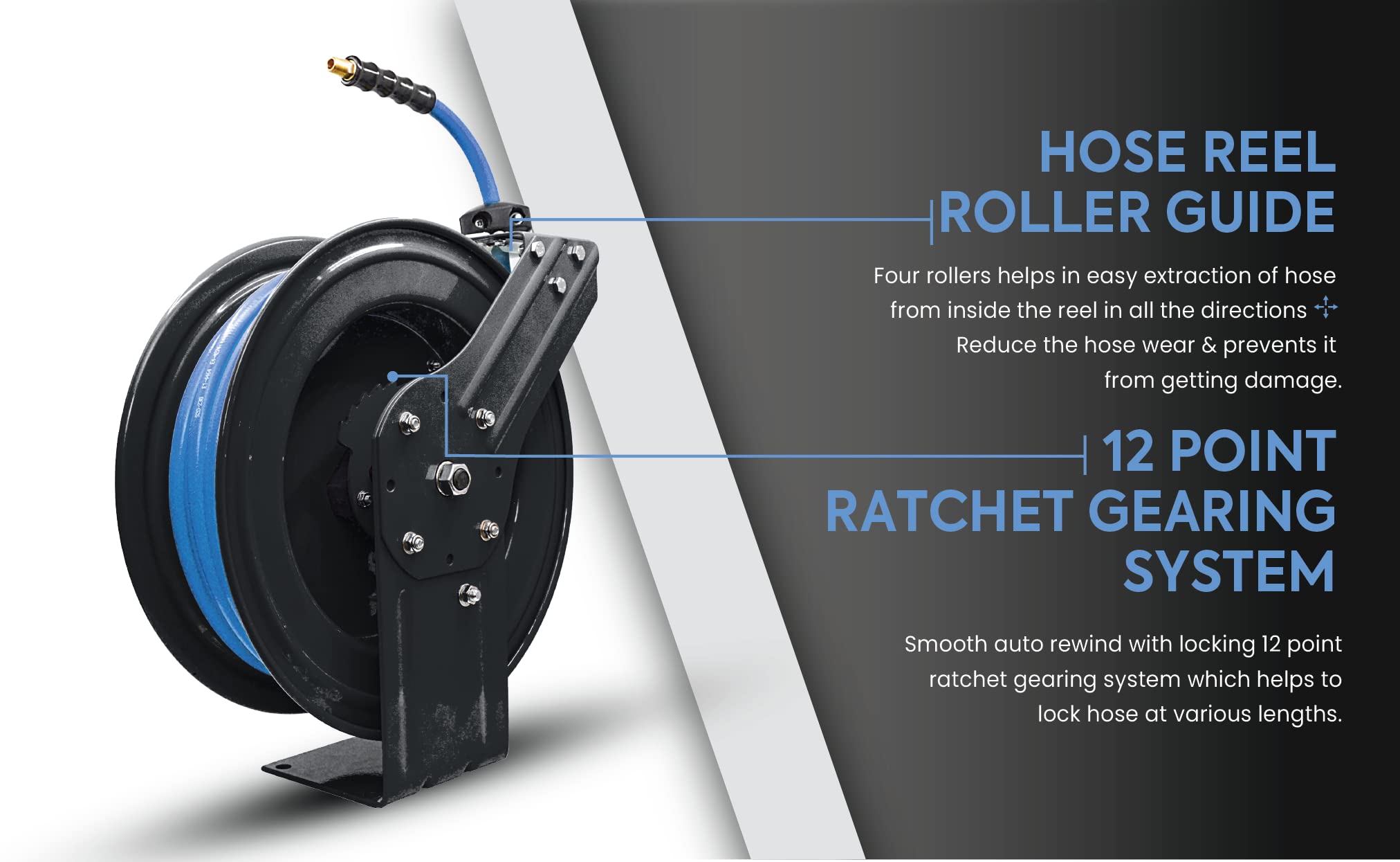 BluBird 20ga Retractable Air Hose Reel - Heavy Duty 3/8