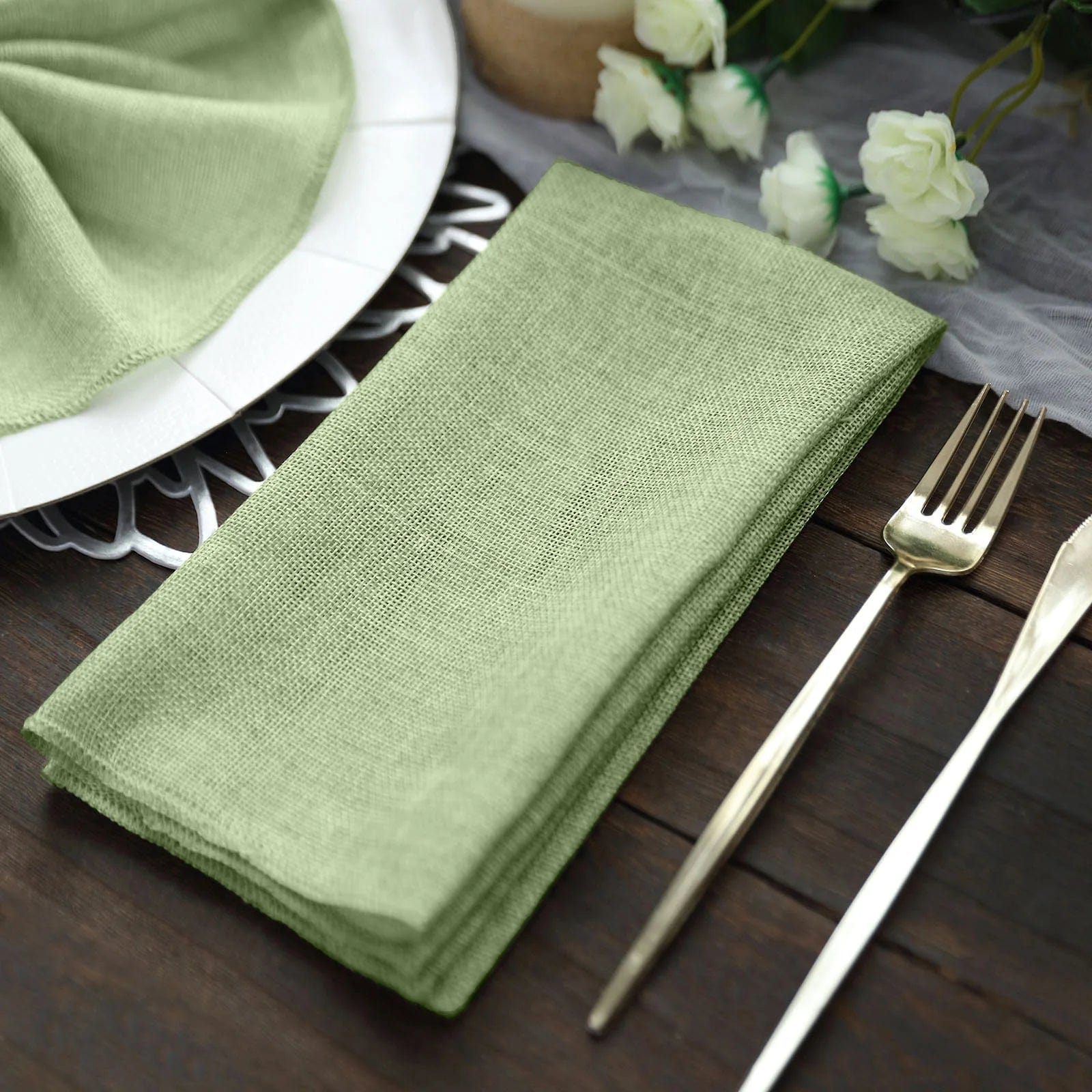 5 Rustic 19x19 Faux Burlap Dinner Napkins - Perfect for Farmhouse Weddings, Holiday Tablescapes & Rustic Home Decor