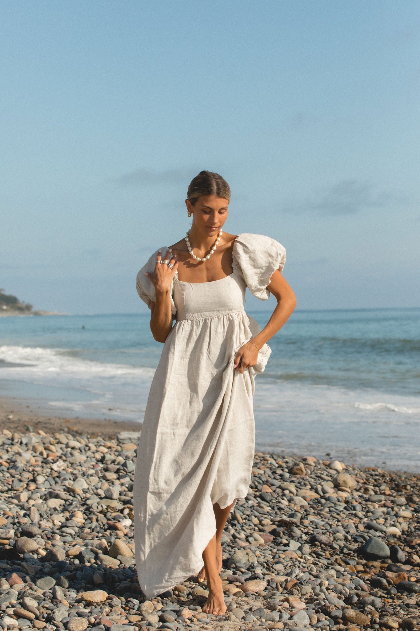 French Riviera Linen Dress for Women - Breathable Summer Beach Dress, Casual Boho Maxi Dress with Pockets | Perfect for Beach Vacations, Resort Wear & Summer Outings