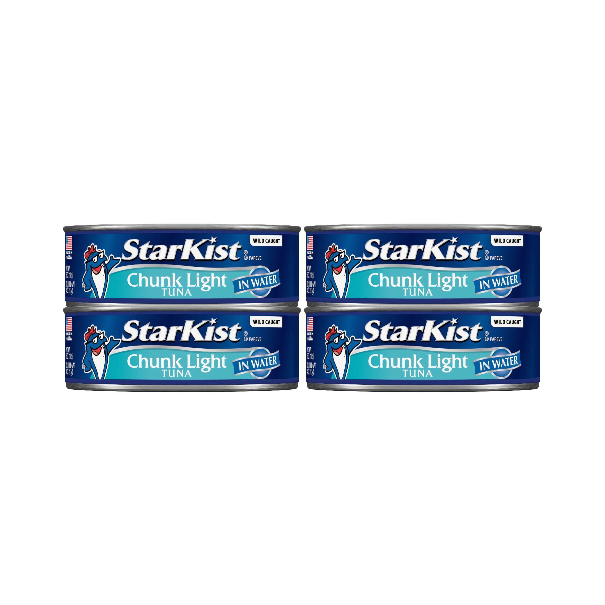 StarKist Chunk Light Tuna in Water, 5 oz (4 Pack) - Wild Caught, Gluten Free Canned Tuna Fish | High Protein (20g), Low Calorie (90) | Ready to Eat for Salads, Keto Diet, Sandwiches & Healthy Snacks | Perfect for Lunch Boxes, Camping & Emergency Food Supply