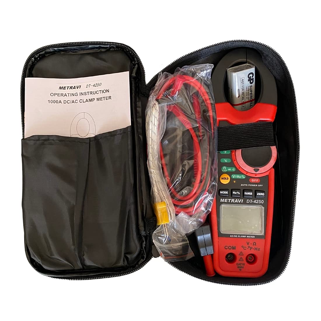 Metravi DT-4250 Digital Clamp Meter 1000A AC/DC Current Tester with 30mm Jaw - Perfect for HVAC, Electrical Maintenance & Industrial Use