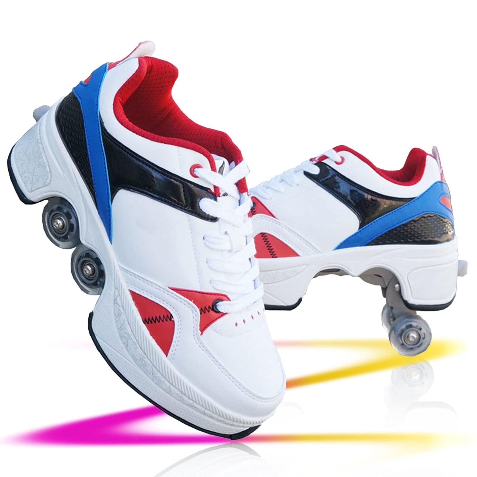MLyzhe Roller Skates for Men & Women - Adjustable Deformation Roller Shoes with Double-Row Wheels for Adults & Kids | Perfect for Commuting, Fitness & Outdoor Fun