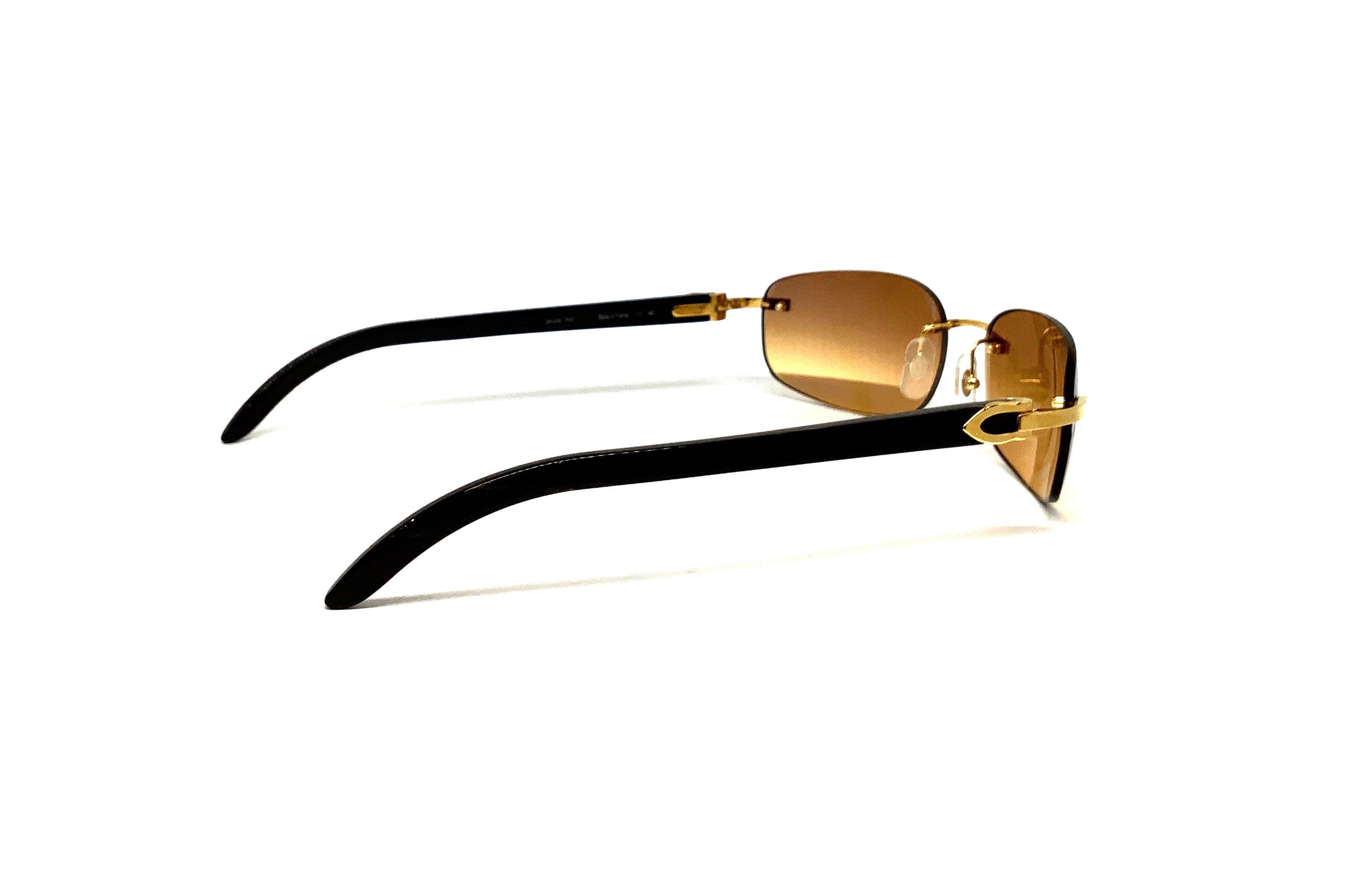 Cartier Trinity de Cartier CT0020RS Sunglasses - Black Buffalo Horn Frame with Brown Gradient Lenses | Luxury Unisex Eyewear for Fashion & Outdoor Protection
