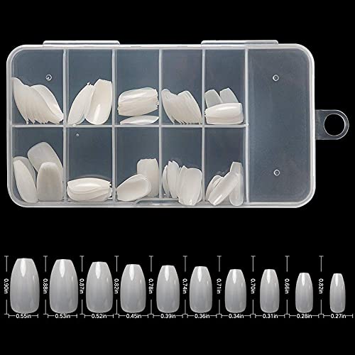 Belicia Short Coffin Shape Acrylic Nails 200Pcs - Clear Natural Full Cover Fake Nails with Storage Box for Nail Salon & DIY Manicure | Perfect for Weddings, Parties & Everyday Wear