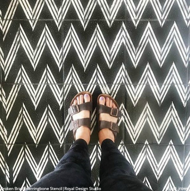 Broken Braid Herringbone Raven + Lily Wall Stencil - DIY Home Decor, Wall Painting Template for Living Room, Bedroom, Nursery