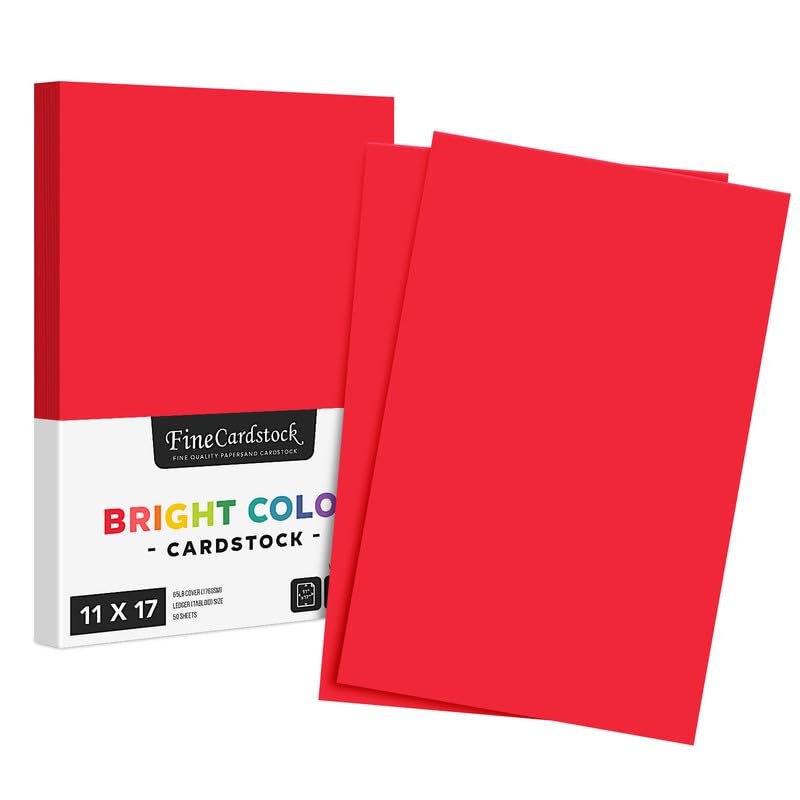 Premium Red Cardstock Paper - 65lb Thick, Acid & Lignin Free - 50 Sheets per Pack (11