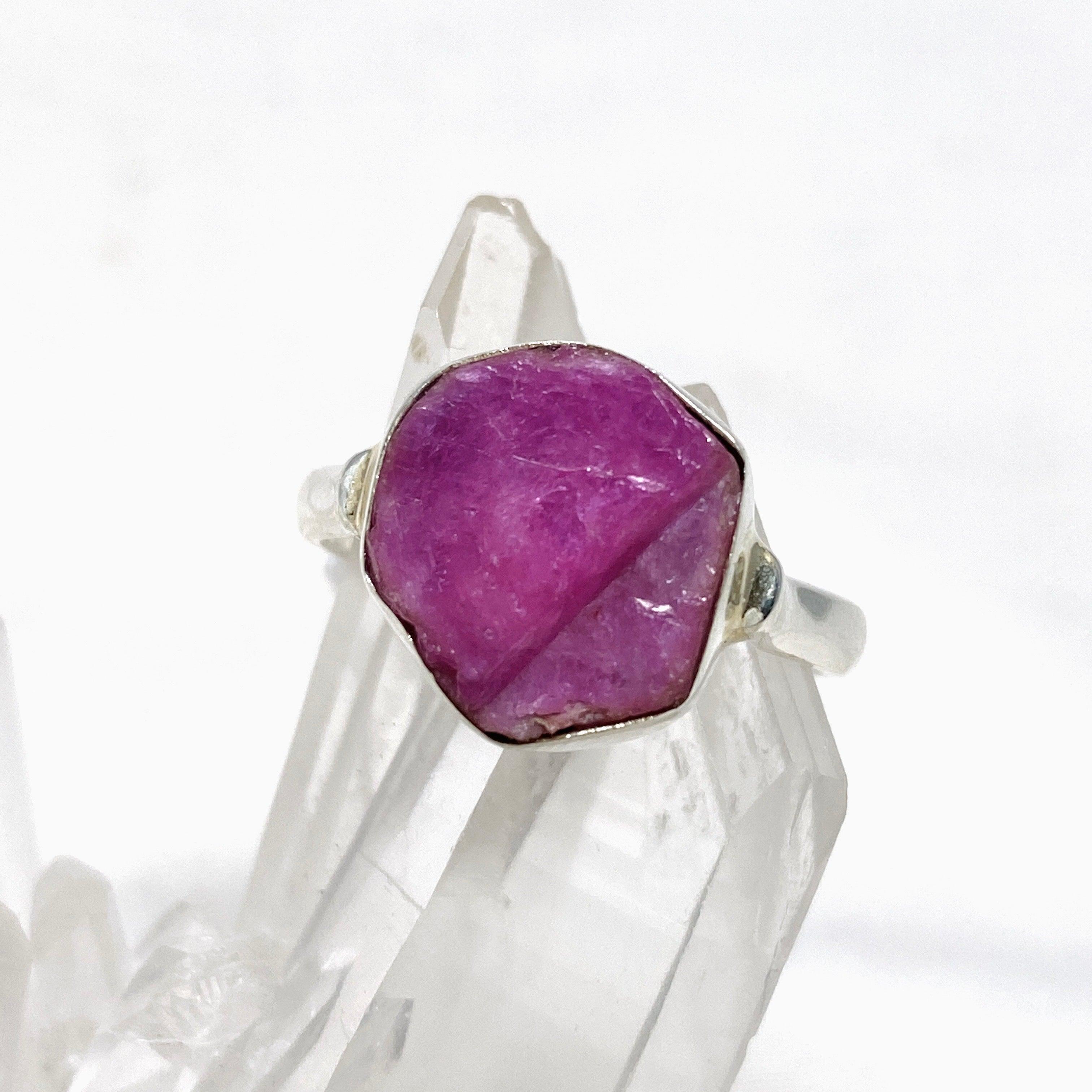Natural Raw Ruby Hexagonal Fine Band Ring for Women - Elegant Minimalist Jewelry for Everyday Wear, Engagement, or Gift Giving