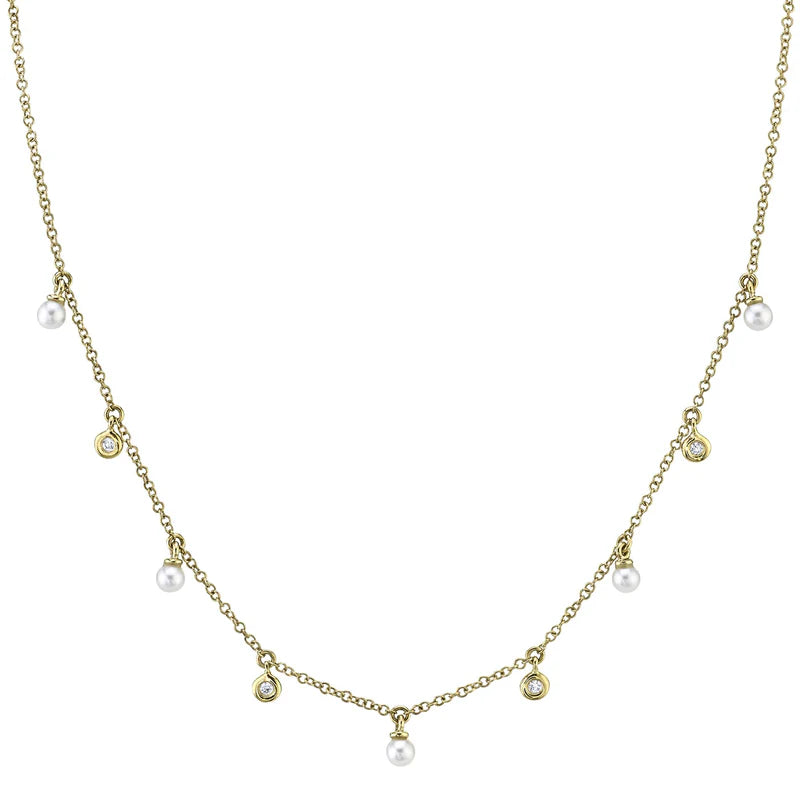 Shy Creation Diamond & Pearl Necklace for Women - Elegant Jewelry Gift for Wedding, Anniversary & Special Occasions