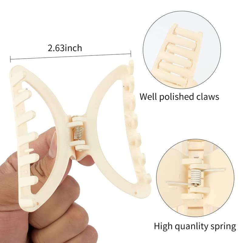 FAMEZA 4Pcs Matte Neutral Claw Hair Clips for Thin to Medium Hair - Non-Slip Semicircle Hair Clips for Women & Girls - Perfect for School, Work, Travel & Everyday Styling