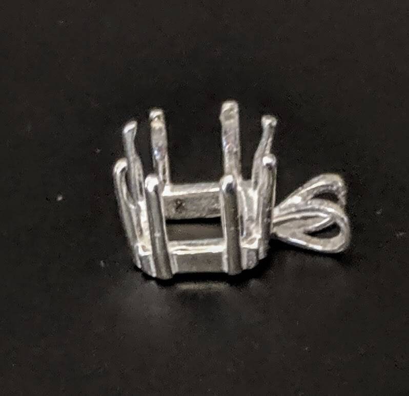 Premium 6mm & 11mm Square 8-Prong Pendant Settings in Solid Sterling Silver or 14K Gold - Handcrafted in USA | Perfect for Jewelry Making, Custom Necklaces & Gift Giving