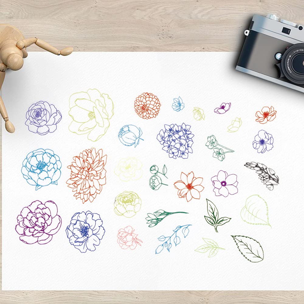 Leaves Flowers Clear Stamp Set for Card Making, DIY Scrapbooking & Photo Album Crafting - Transparent Rubber Stamps for Greeting Cards, Invitations, Journaling and Home Decor Projects