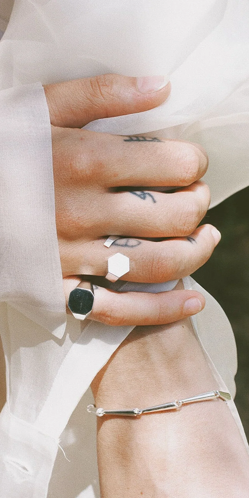 Hexagon Signet Ring for Men & Women - Vintage Geometric Signet Ring - Unique Handmade Jewelry Gift for Birthday, Anniversary & Special Occasions
