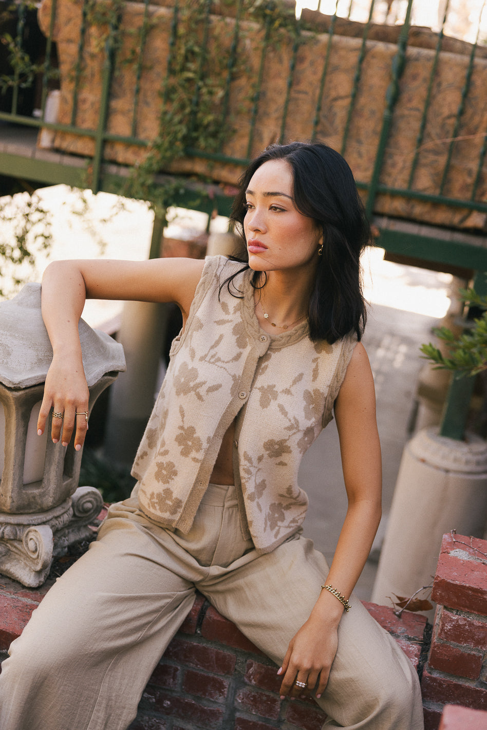Kellie Floral Knit Vest for Women - Stylish & Comfortable Knitted Sweater Vest - Perfect for Layering, Office Wear & Casual Outfits - FINAL SALE