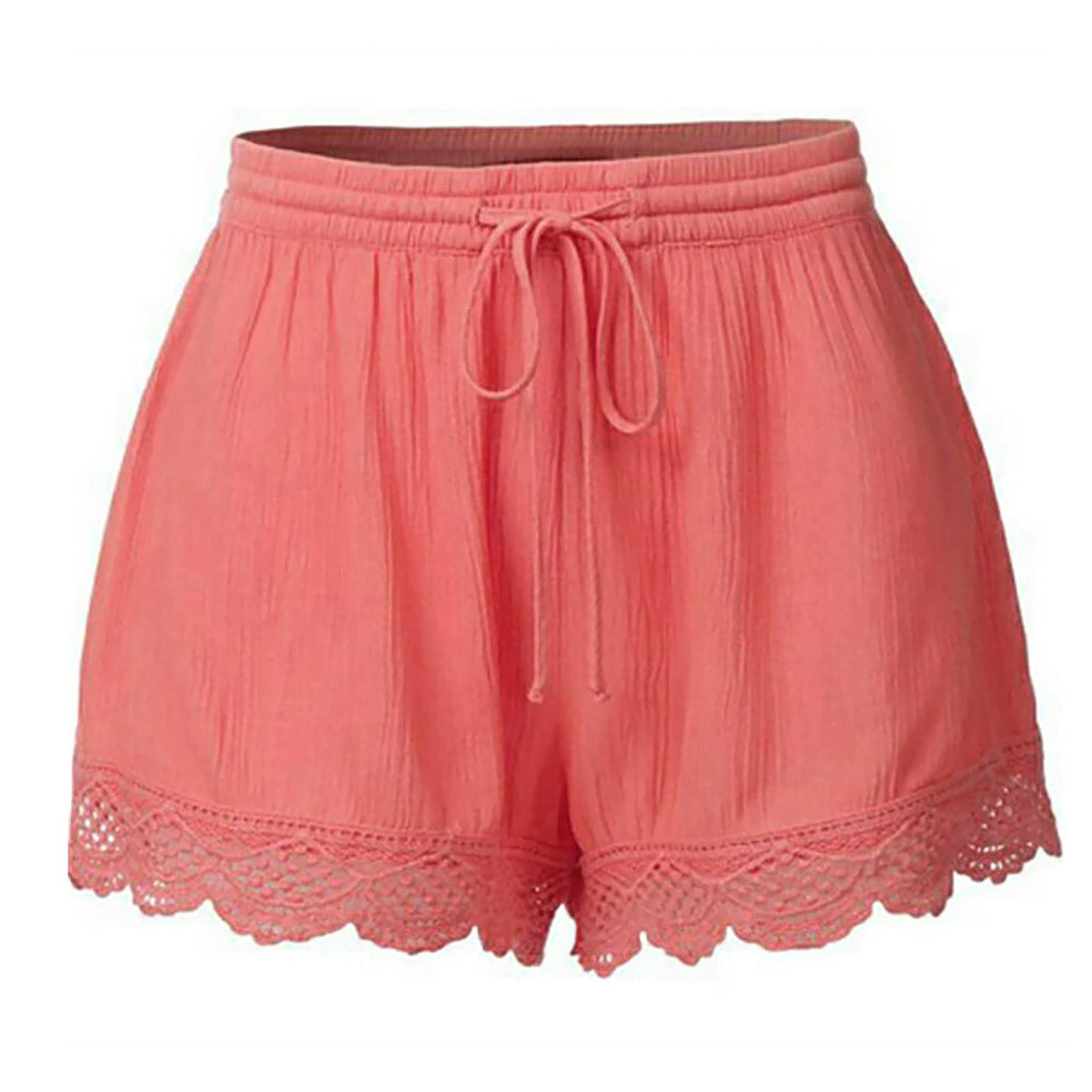 Women's Summer Linen Shorts - High Waist Drawstring Wide Leg Casual Shorts with Pockets | Comfortable & Sexy Solid Color Short Pants for Beach, Vacation & Everyday Wear