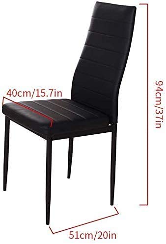Mid Century Modern Black Dining Chairs Set of 2 - PU Leather Upholstered Side Chairs for Kitchen, Dining Room & Office - Comfortable & Stylish Seating Solution