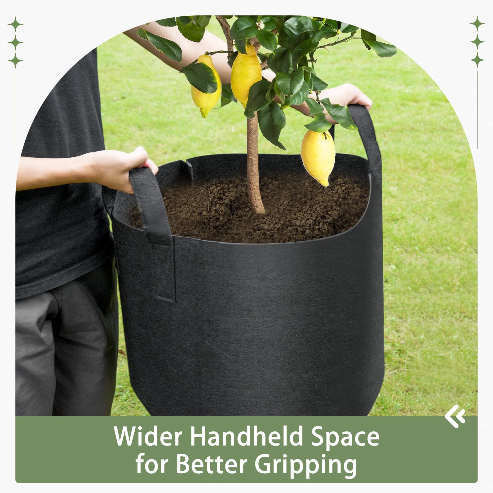 GreatBuddy 15 Gallon Grow Bags 12-Pack - Heavy Duty Fabric Plant Pots with Sturdy Handles & Reinforced Stitching - Includes Free Plant Labels - Ideal for Vegetables, Fruits, Flowers & Indoor/Outdoor Gardening