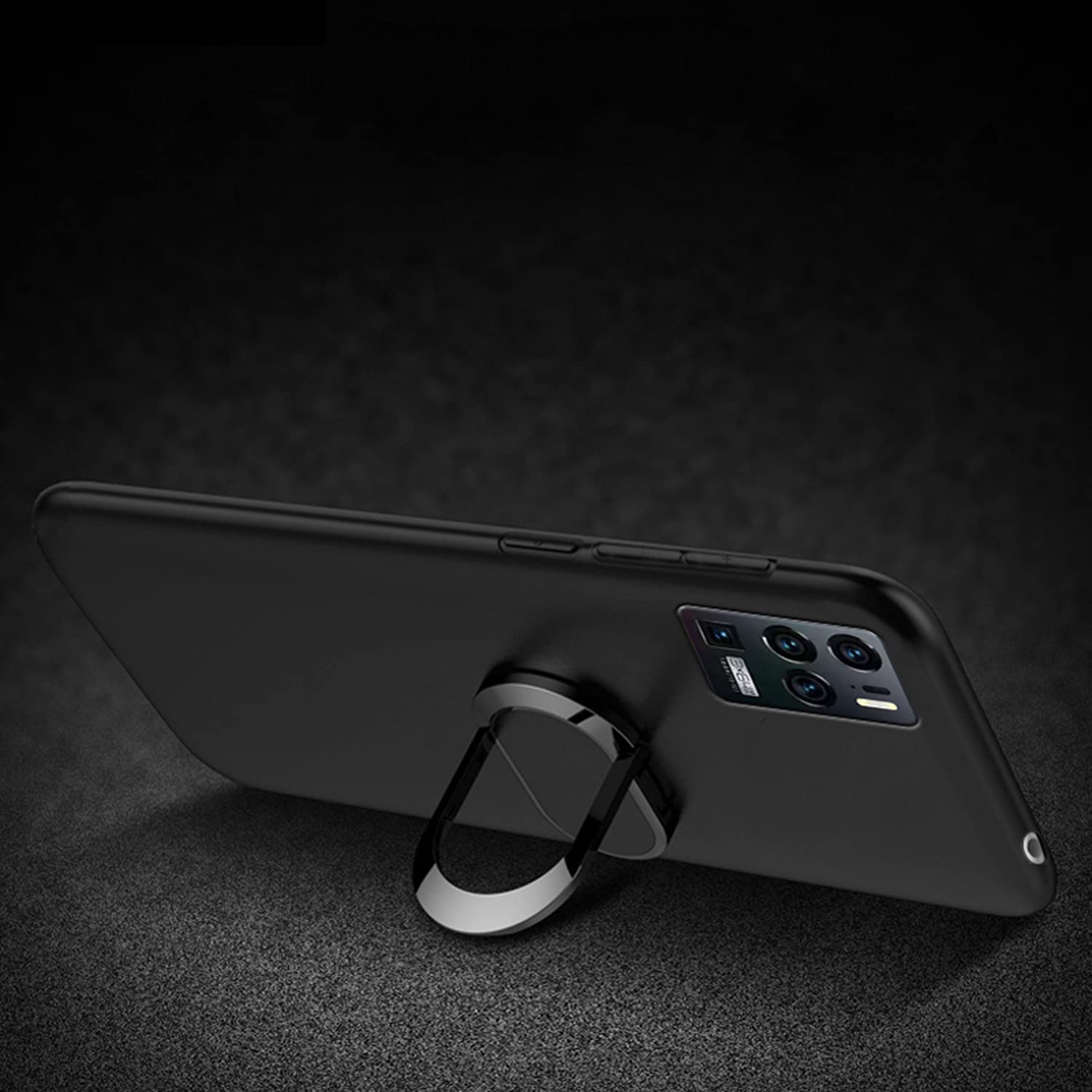ZMONE Slim Fit TPU Case for ZTE Axon 30 Ultra 5G - Ultra Thin Matte Protective Phone Cover with Magnetic Ring Kickstand (Black) | Perfect for Work, Travel & Everyday Use