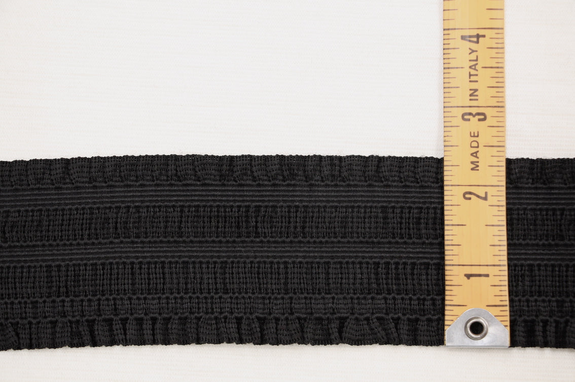 60mm (2 3/4 Inch) Wide Black Fancy Elastic Frill Trim - Perfect for DIY Costumes, Lingerie, Dancewear & Craft Projects