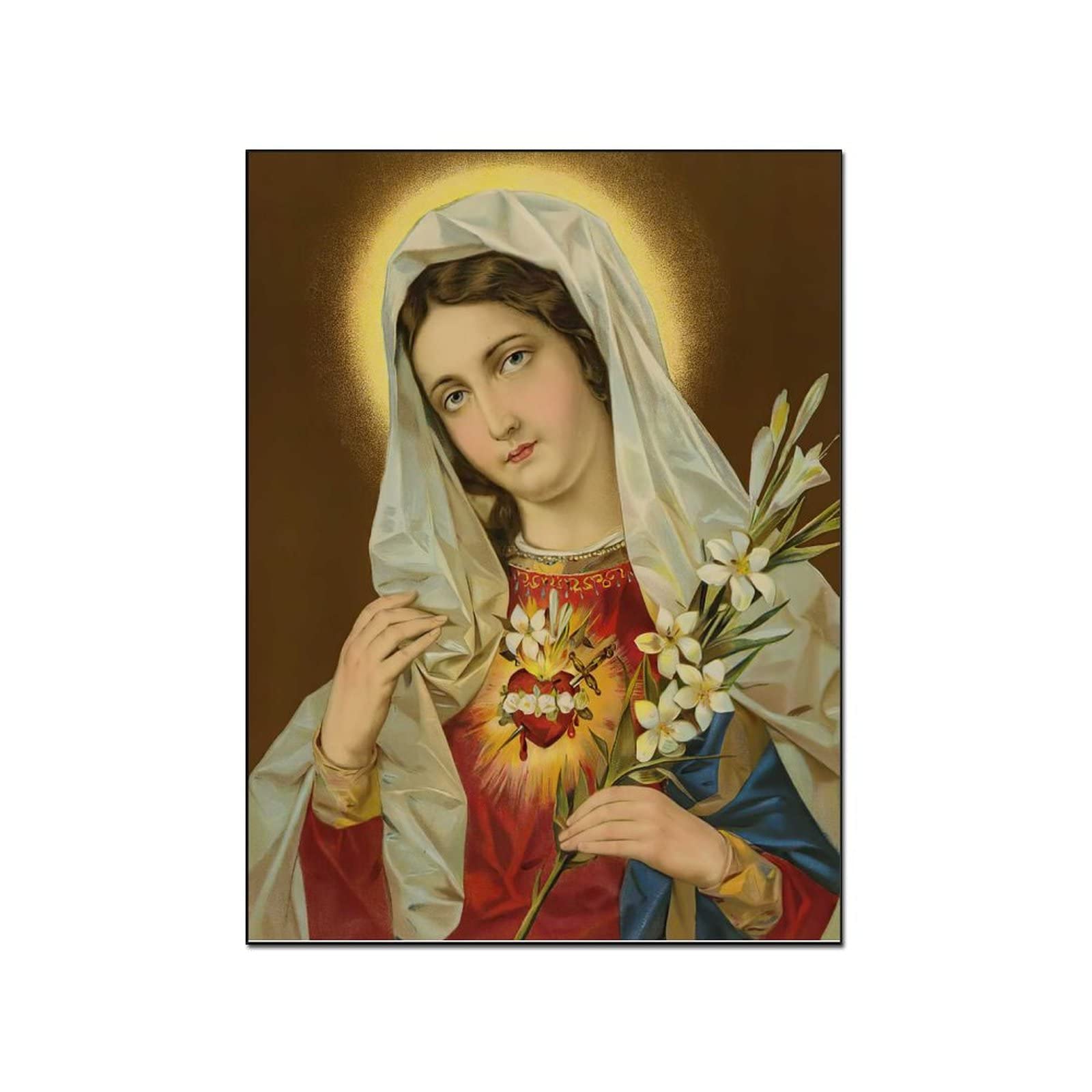 Immaculate Heart of Mary Poster Print - 20x26 Inch (51x66cm) Religious Wall Art for Catholic Home Decor, Living Room, Bedroom & Prayer Space