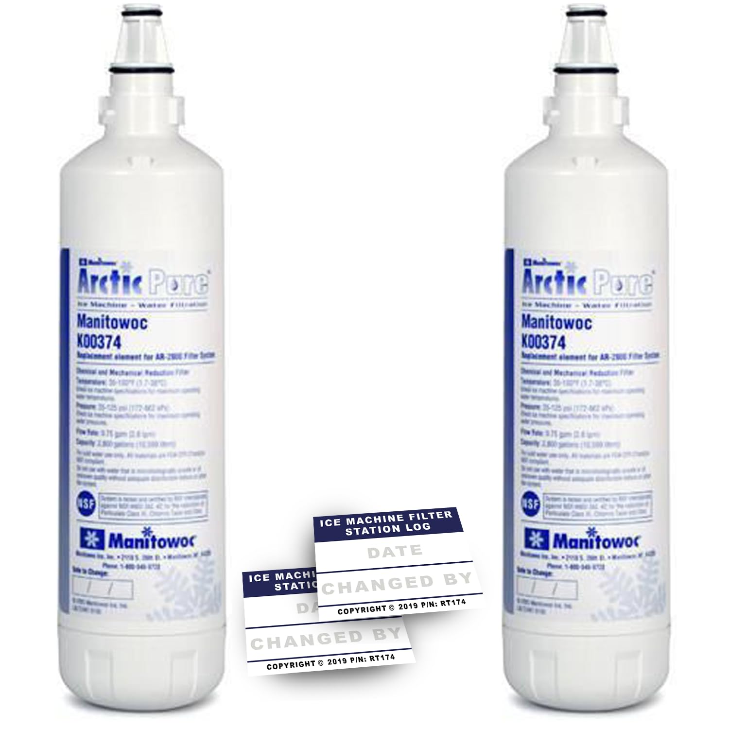 Manitowoc K00374 (2 Pack) OEM Replacement Ice Maker Filter Cartridge - Compatible with Manitowoc AR-2800 Ice Machine | Pure Arctic Water Filtration System for Home & Commercial Use